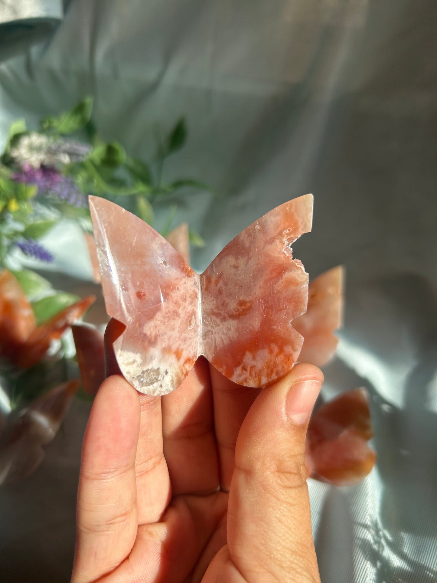 PINK CARNELIAN DRUZY BUTTERFLIES