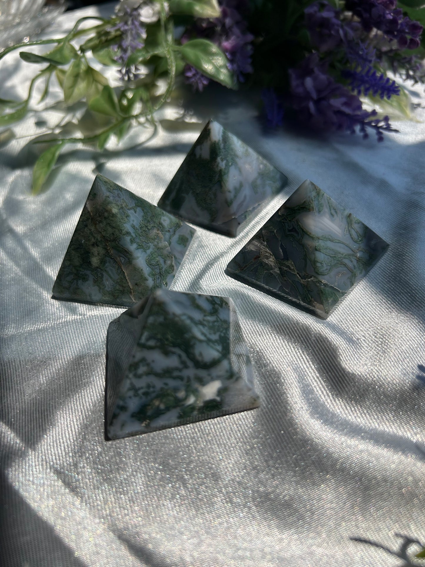 MOSS AGATE PYRAMIDS