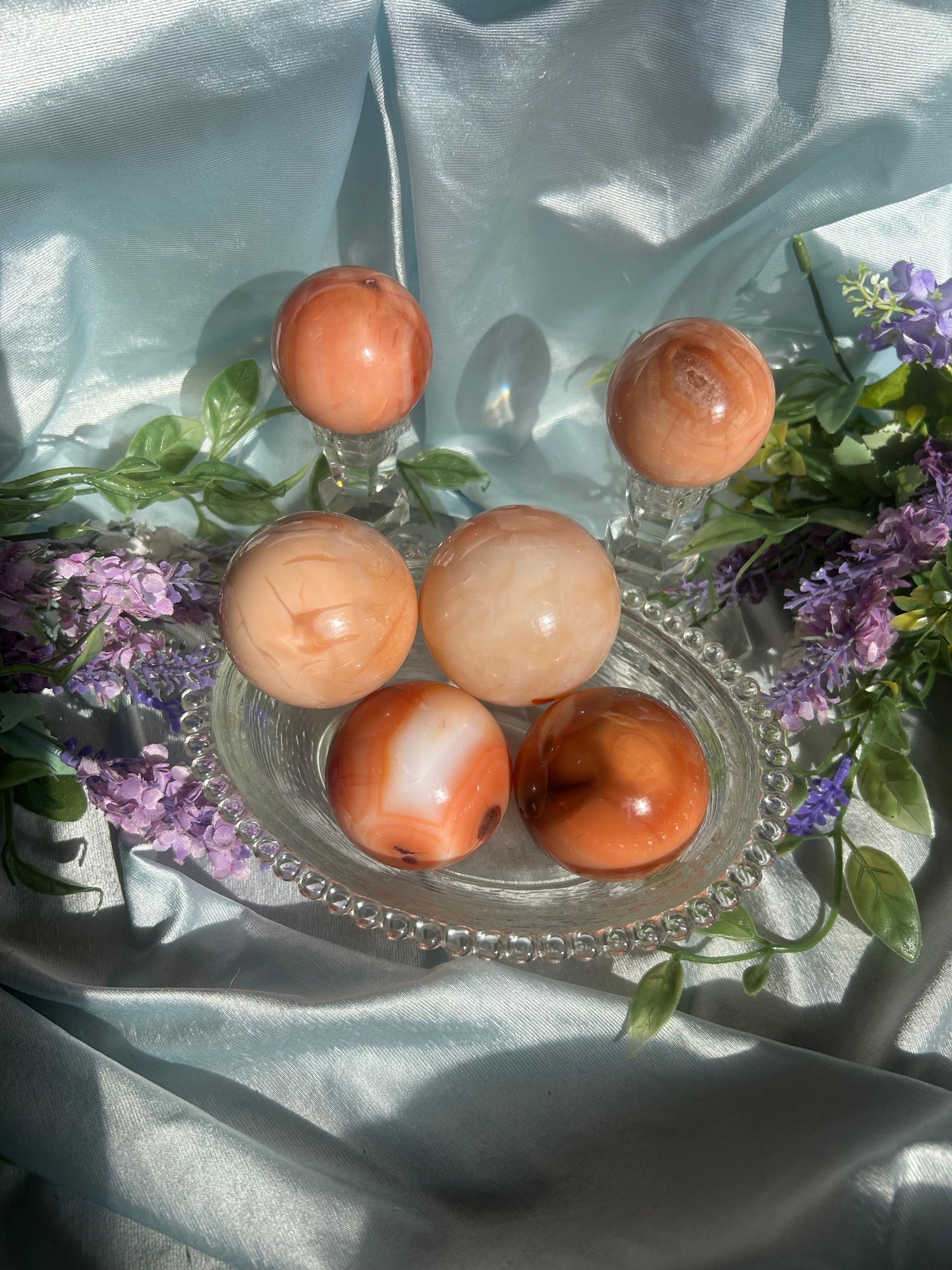 PEACHY CARNELIAN SPHERES