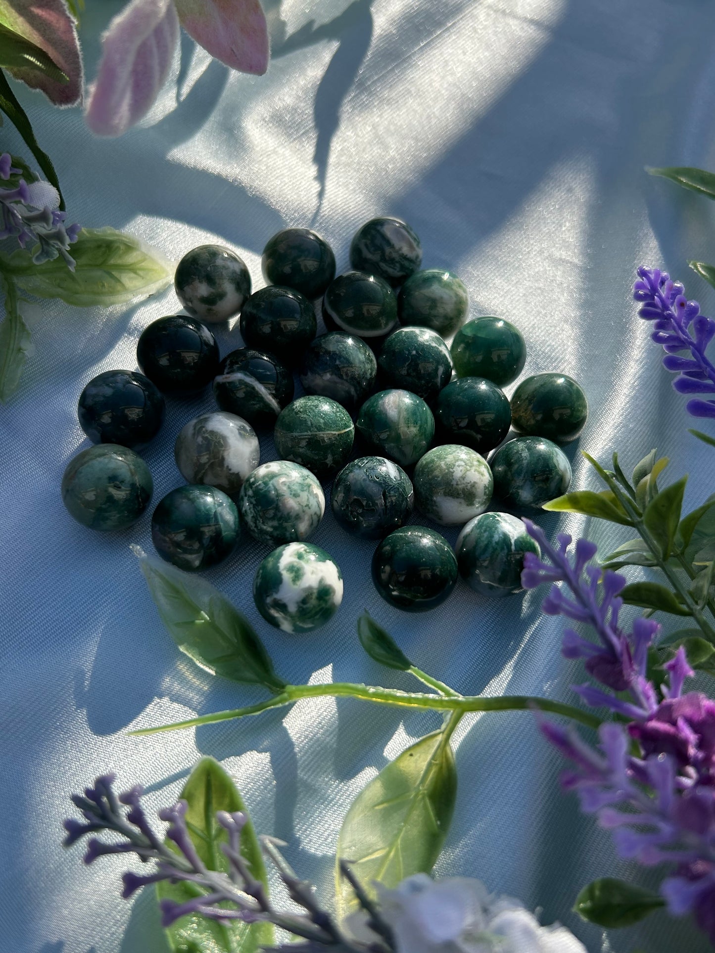 MOSS AGATE MINI SPHERES