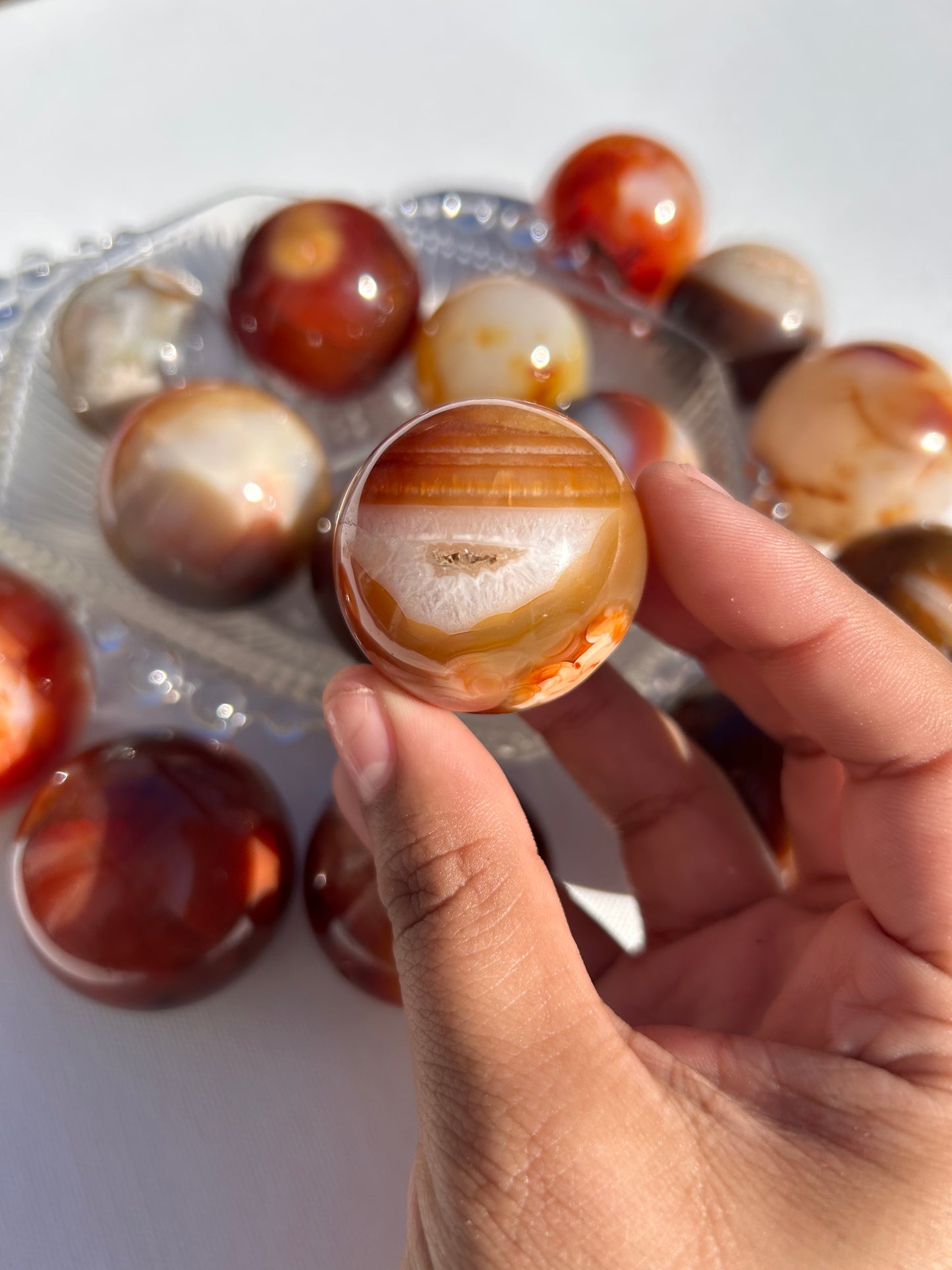 CARNELIAN x FLOWER AGATE SPHERES