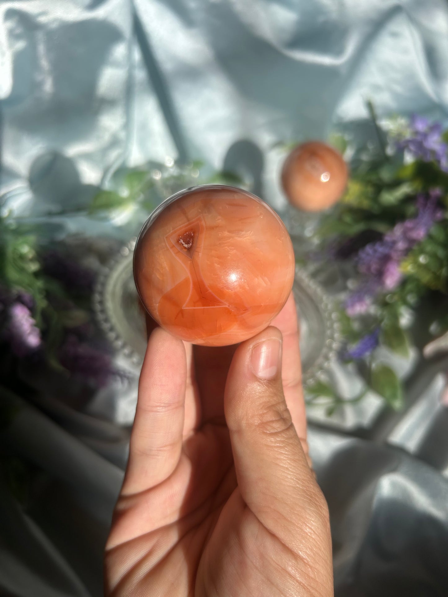 PEACHY CARNELIAN SPHERES