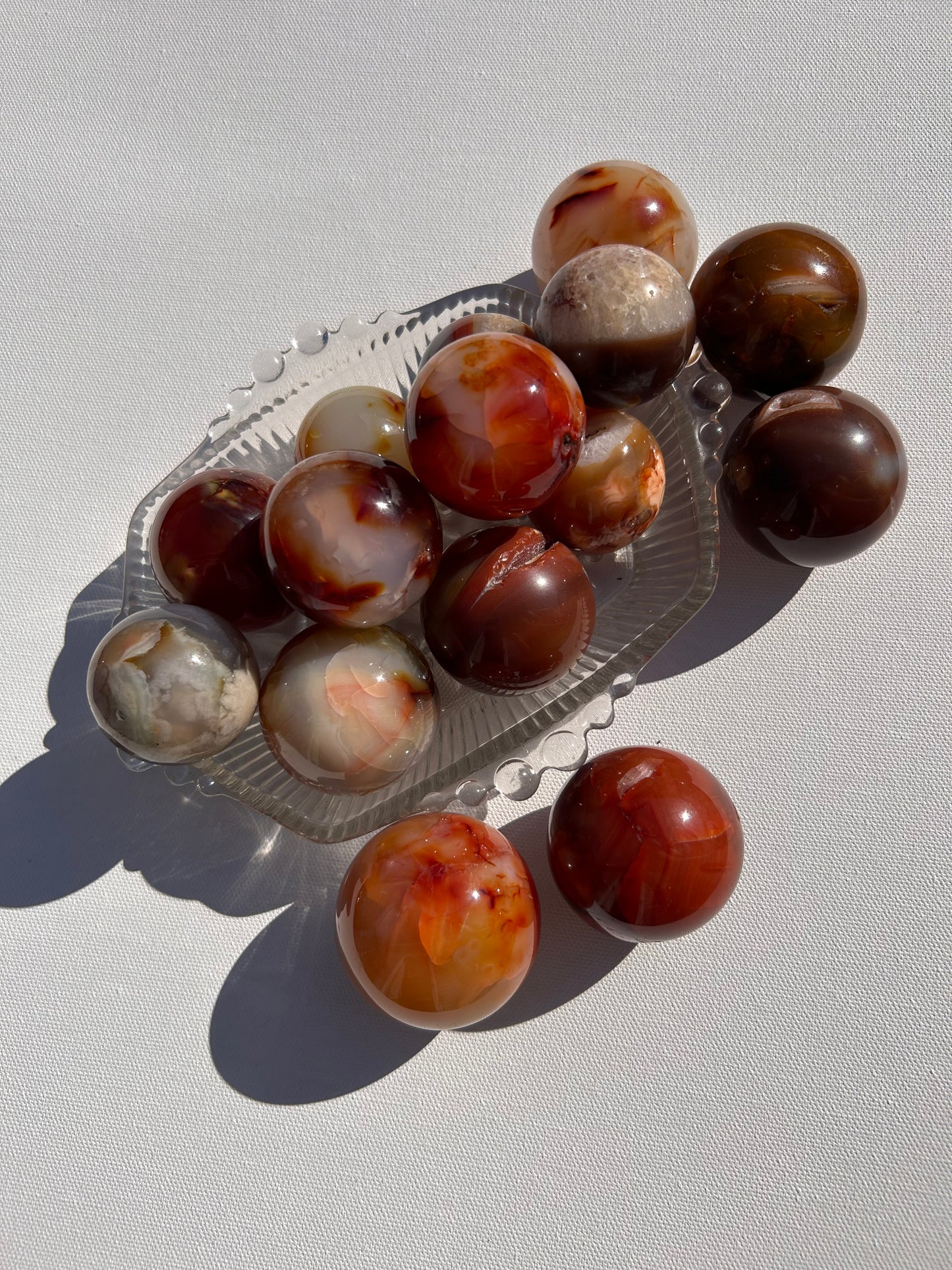 CARNELIAN x FLOWER AGATE SPHERES