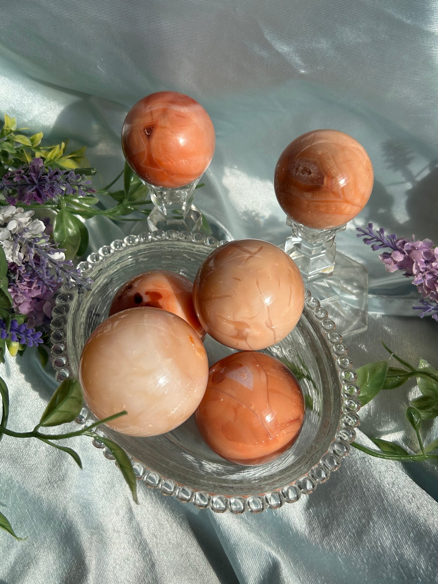 PEACHY CARNELIAN SPHERES