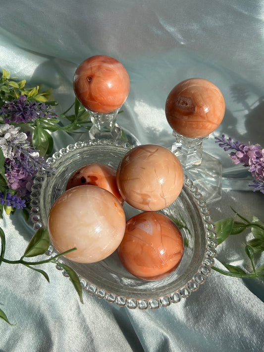 PEACHY CARNELIAN SPHERES