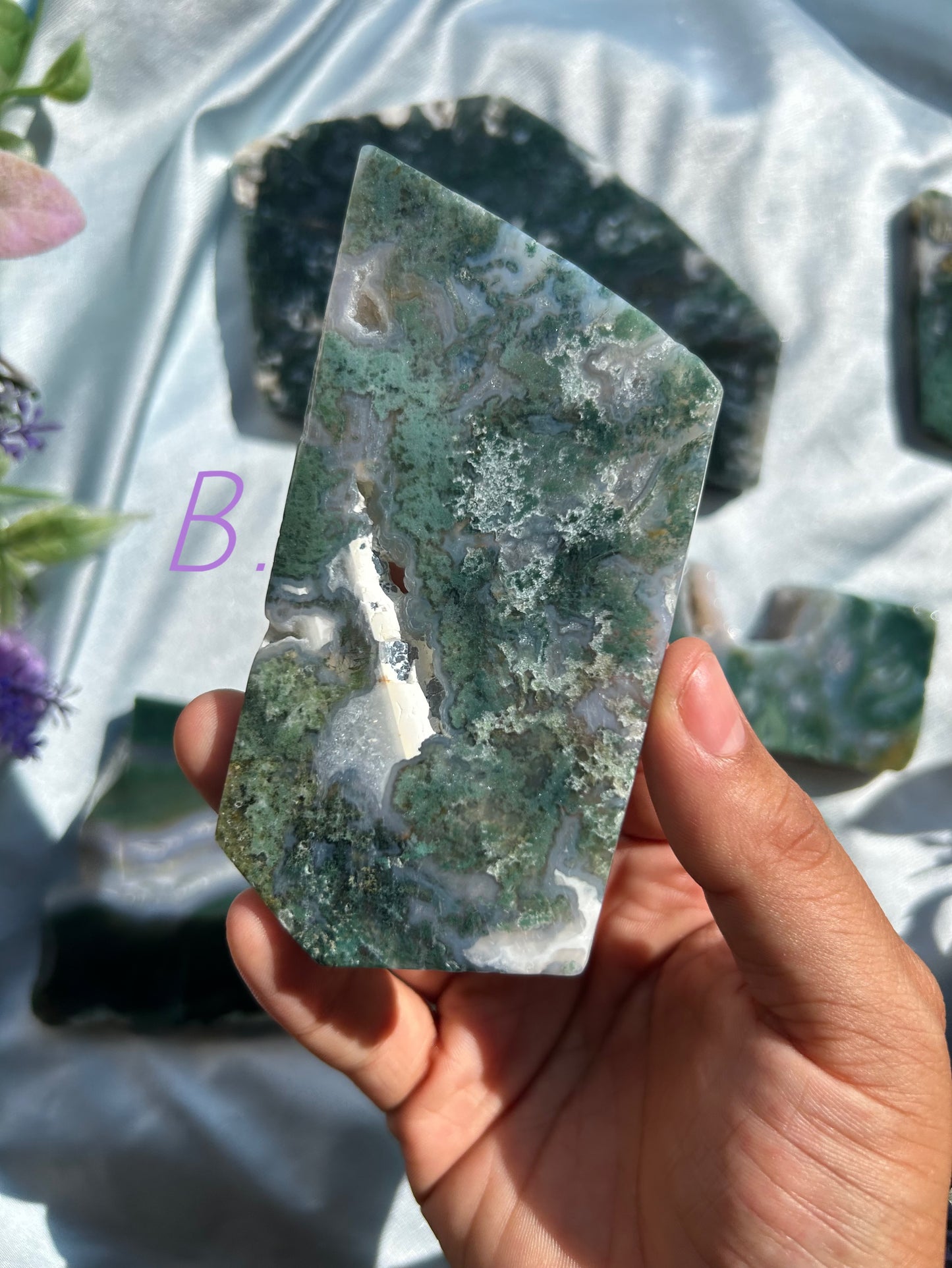 MOSS AGATE STANDING SLABS