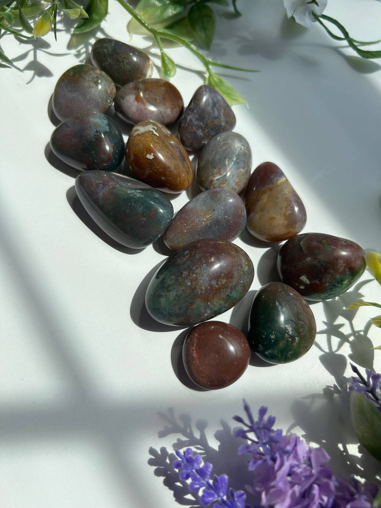 OCEAN JASPER X MOSS AGATE TUMBLES