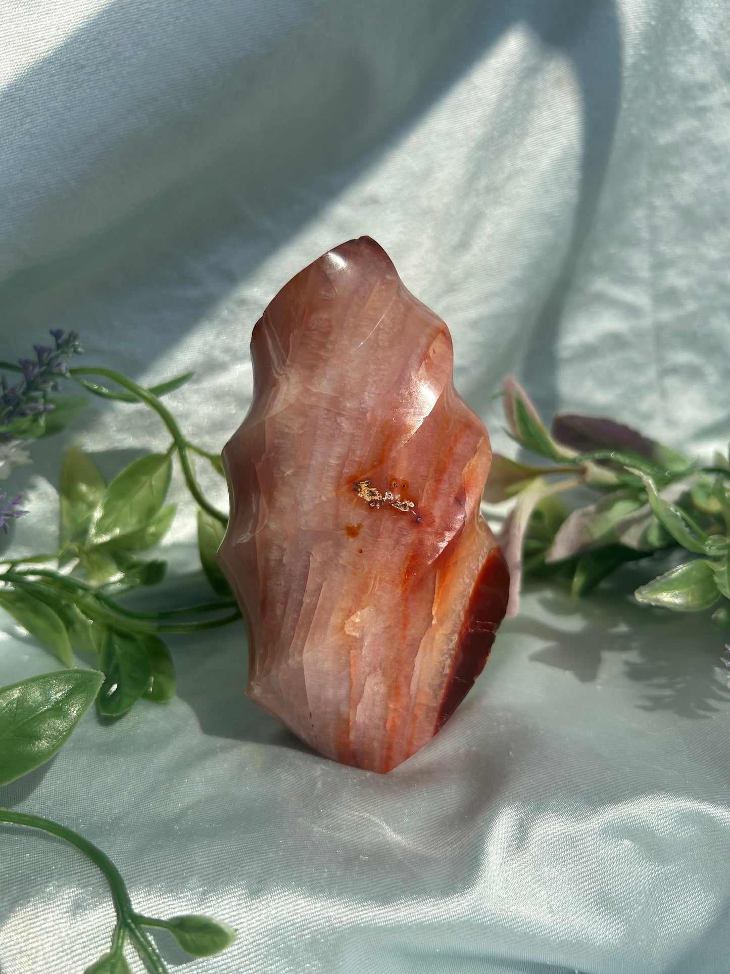 PINK CARNELIAN FLAME + MINI EGG PAIR