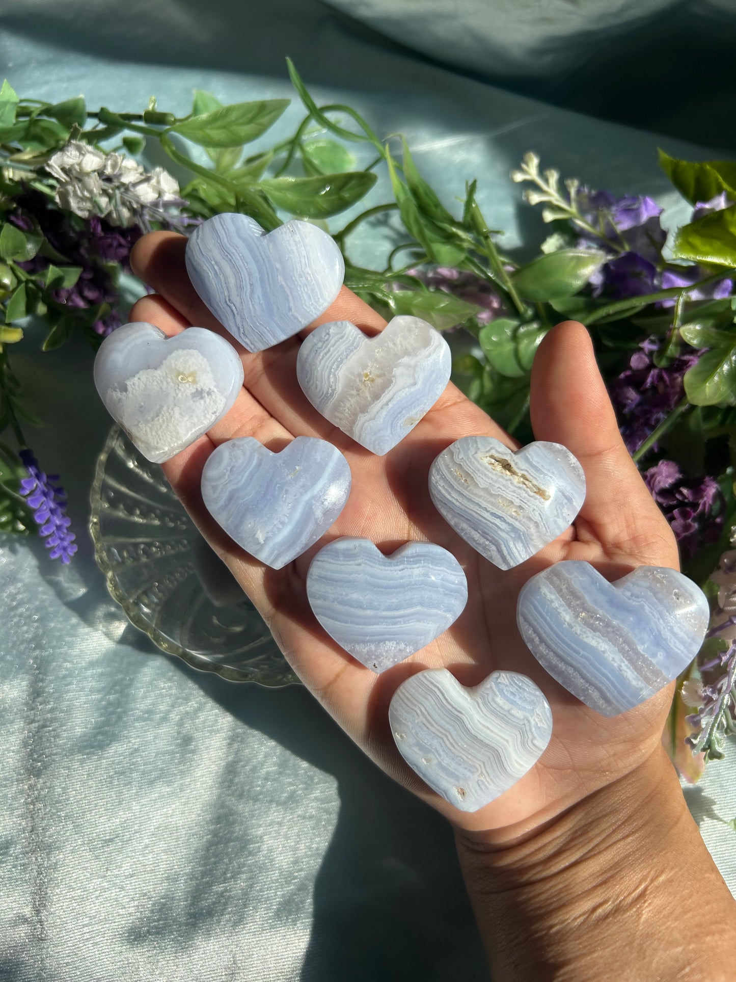 BLUE LACE AGATE HEARTS