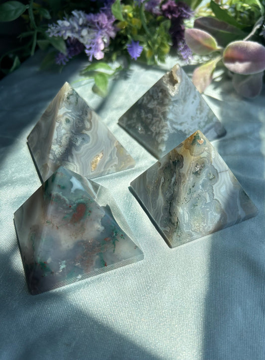 MOSS AGATE PYRAMIDS