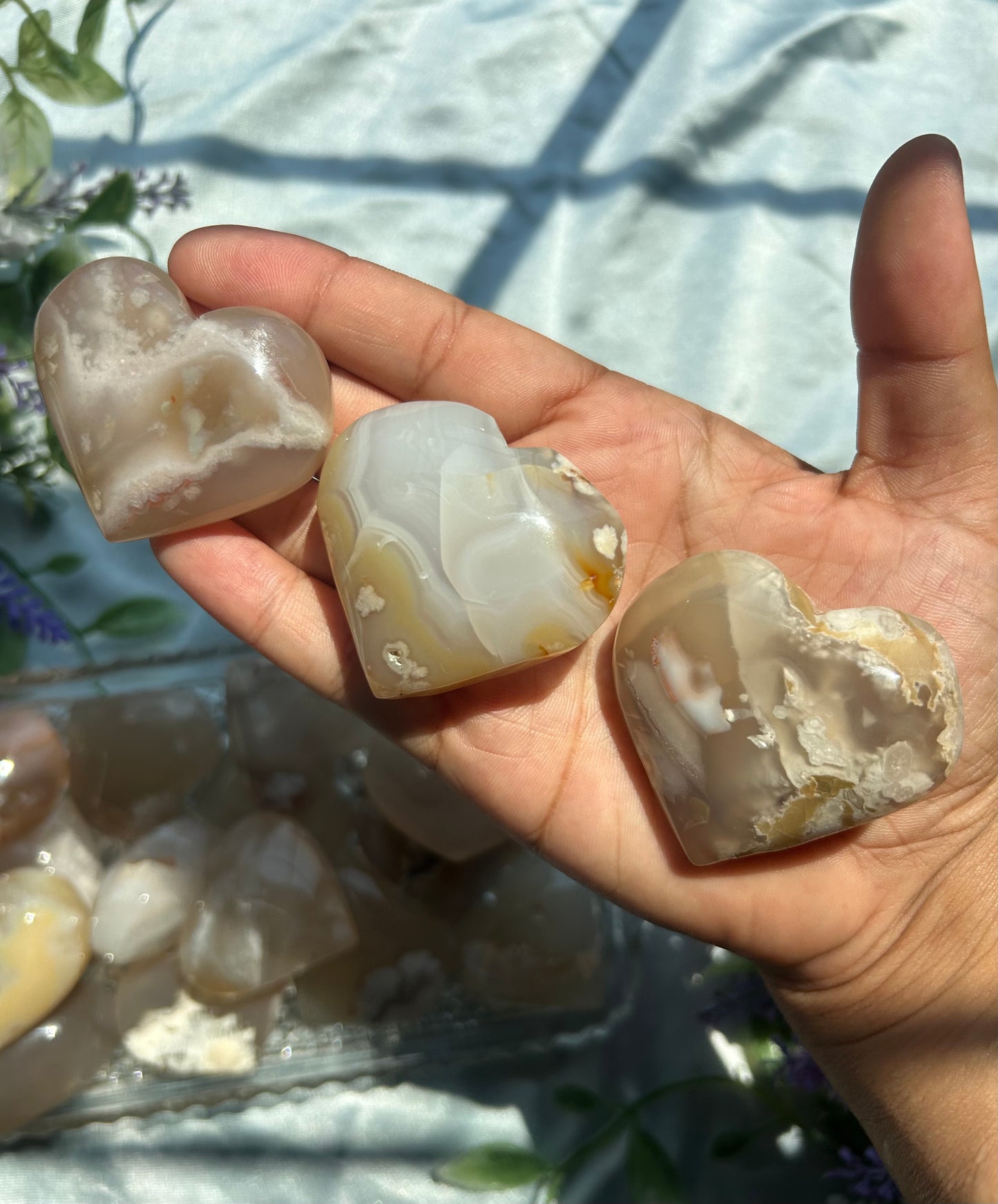 FLOWER AGATE HEARTS