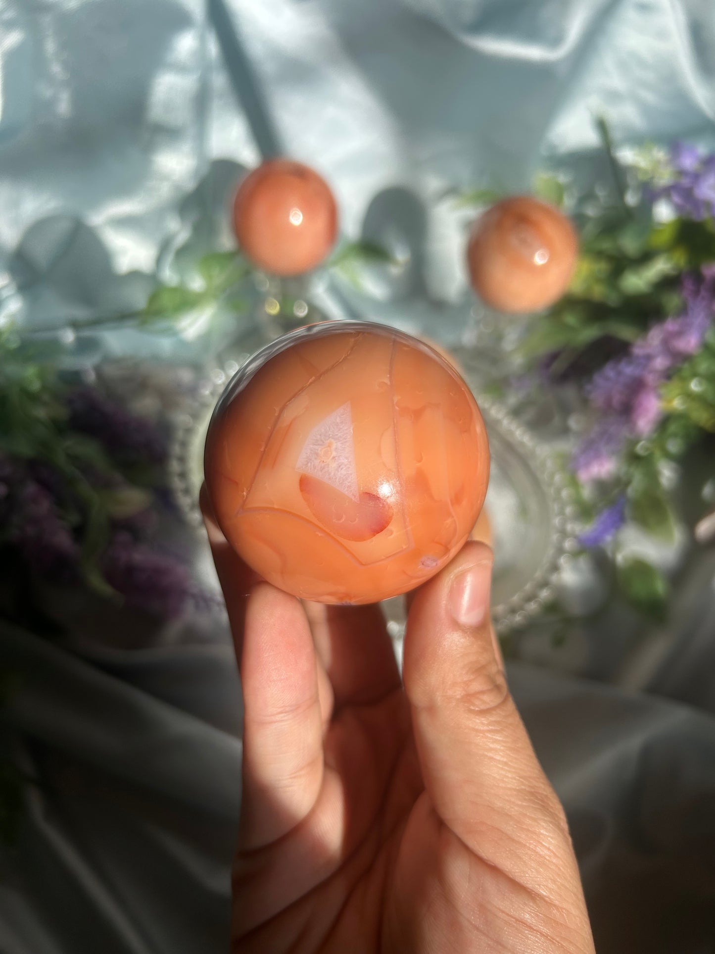 PEACHY CARNELIAN SPHERES
