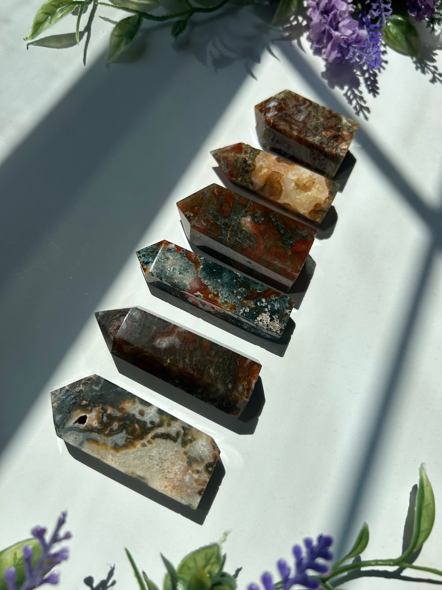 CARNELIAN X MOSS AGATE TOWERS