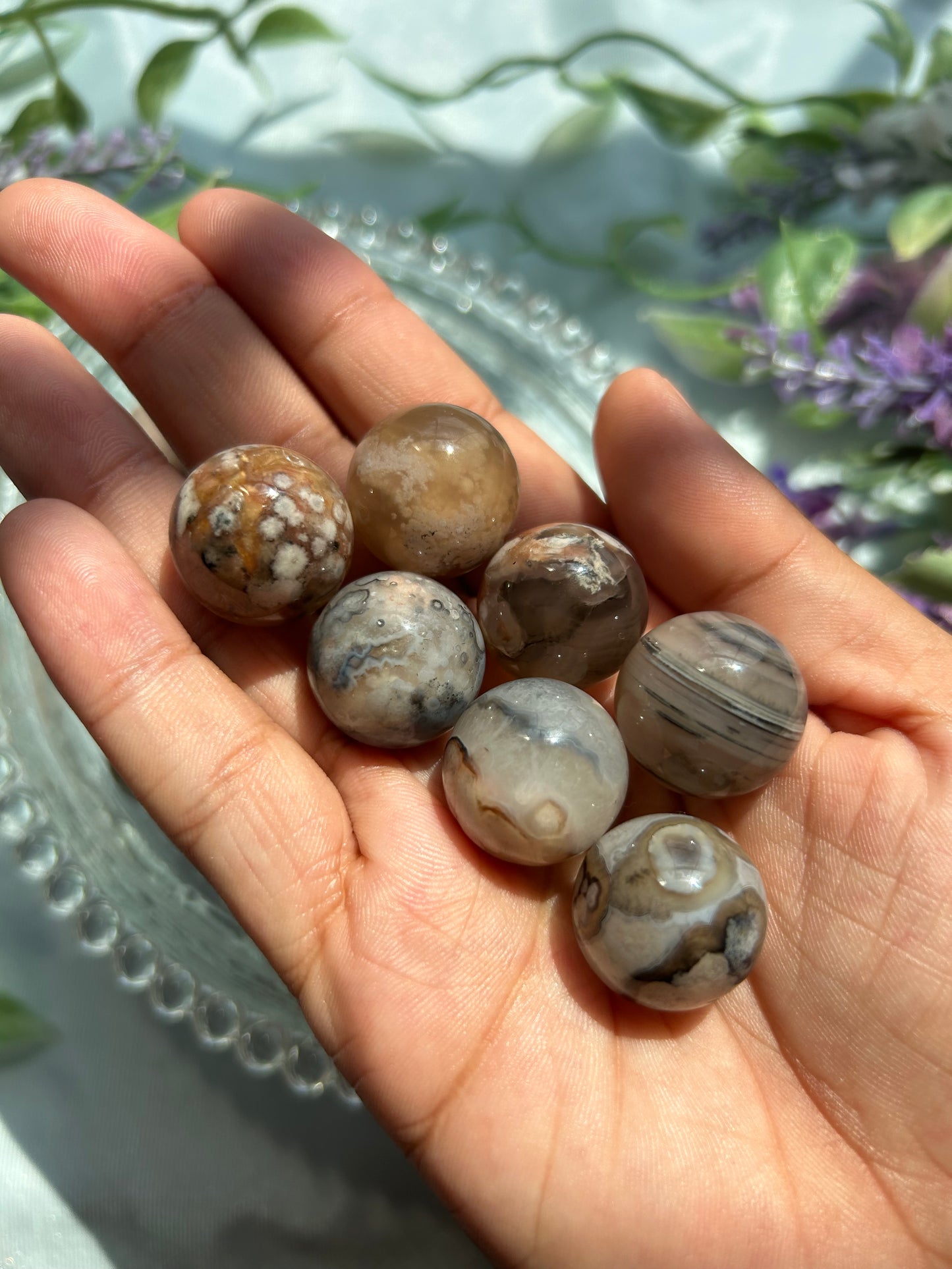 FLOWER AGATE MINI SPHERES