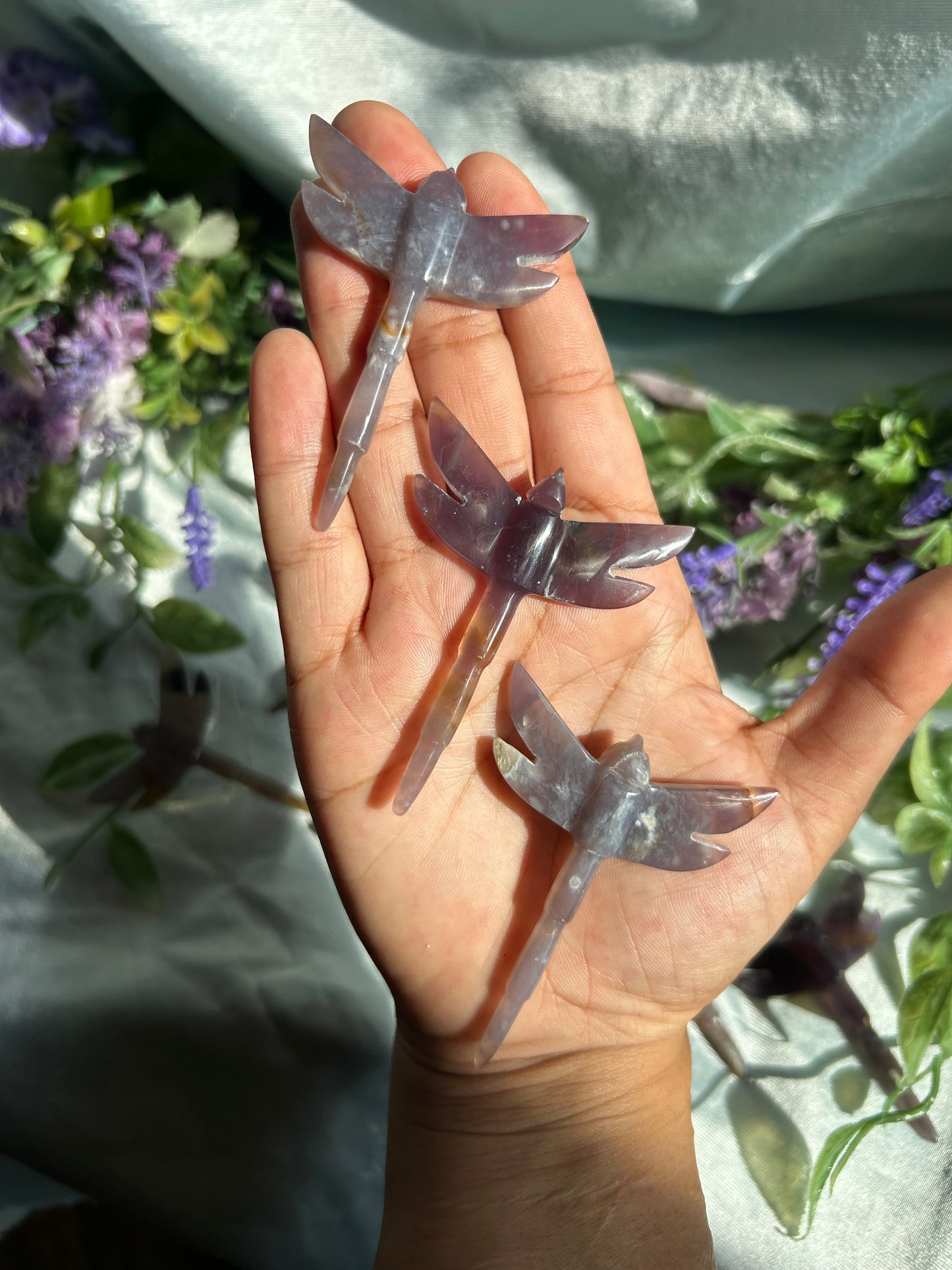 PURPLE CHALCEDONY DRAGONFLIES
