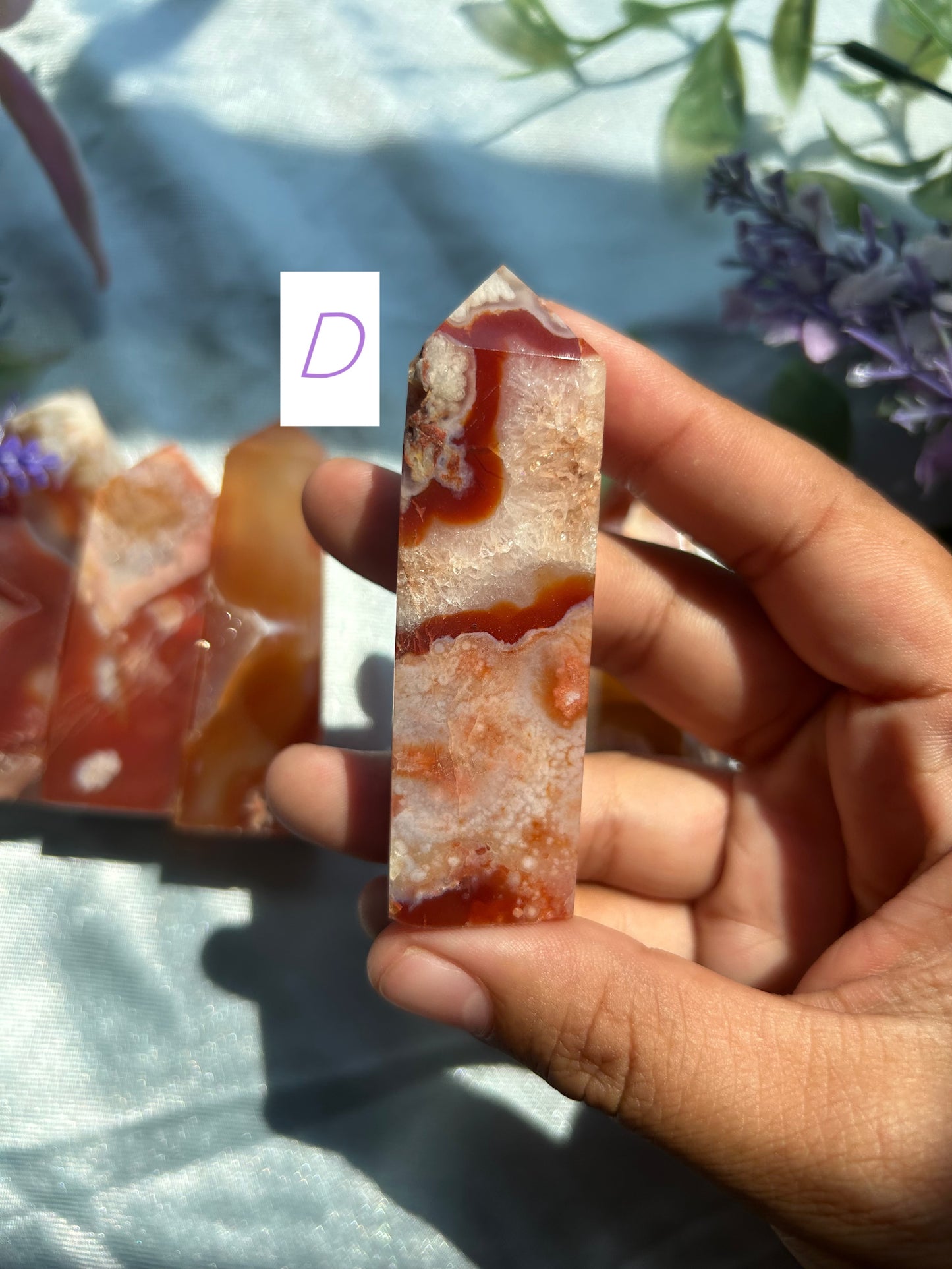 CARNELIAN X FLOWER AGATE TOWERS