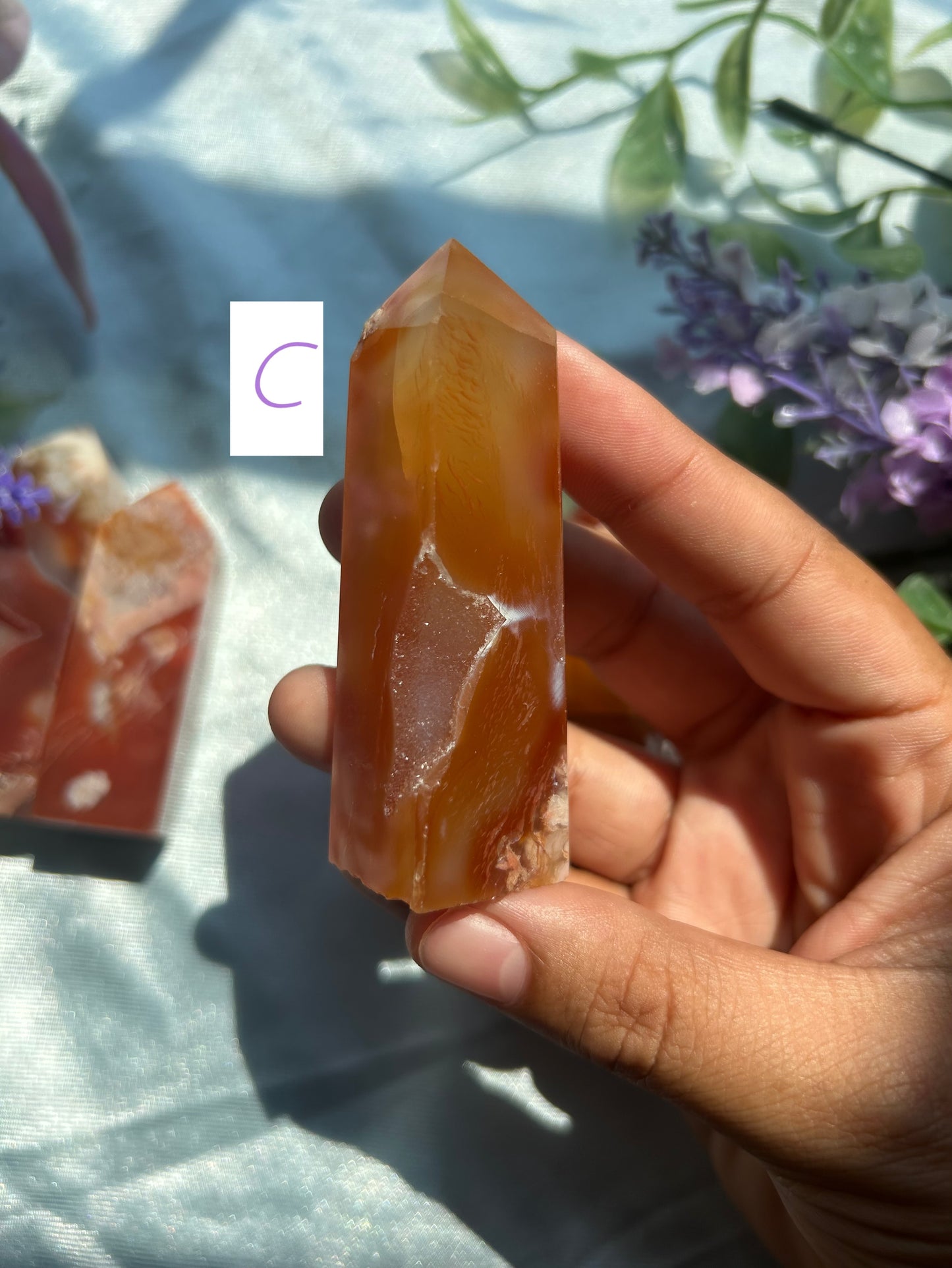 CARNELIAN X FLOWER AGATE TOWERS