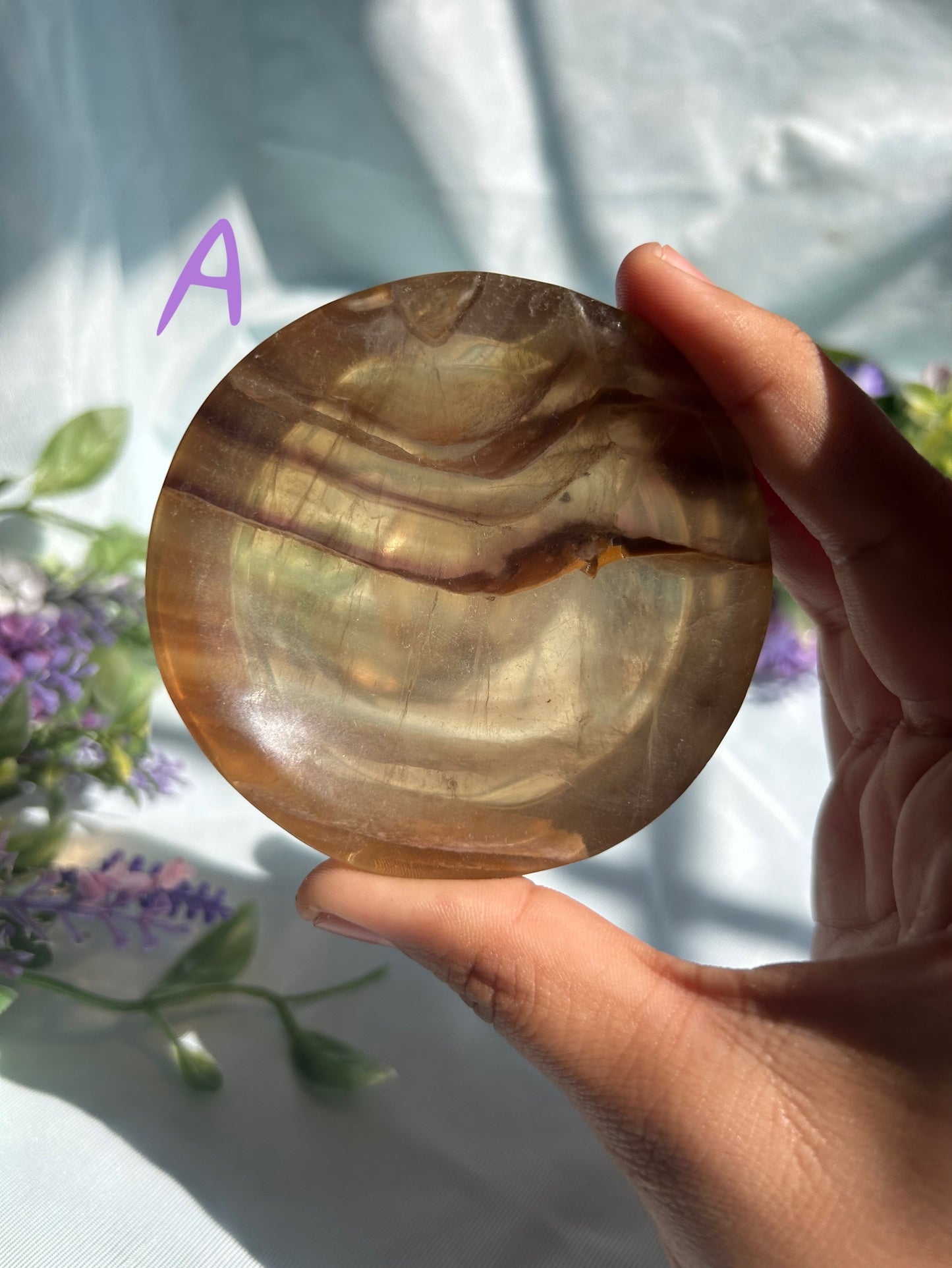 YELLOW AND PURPLE FLUORITE BOWLS