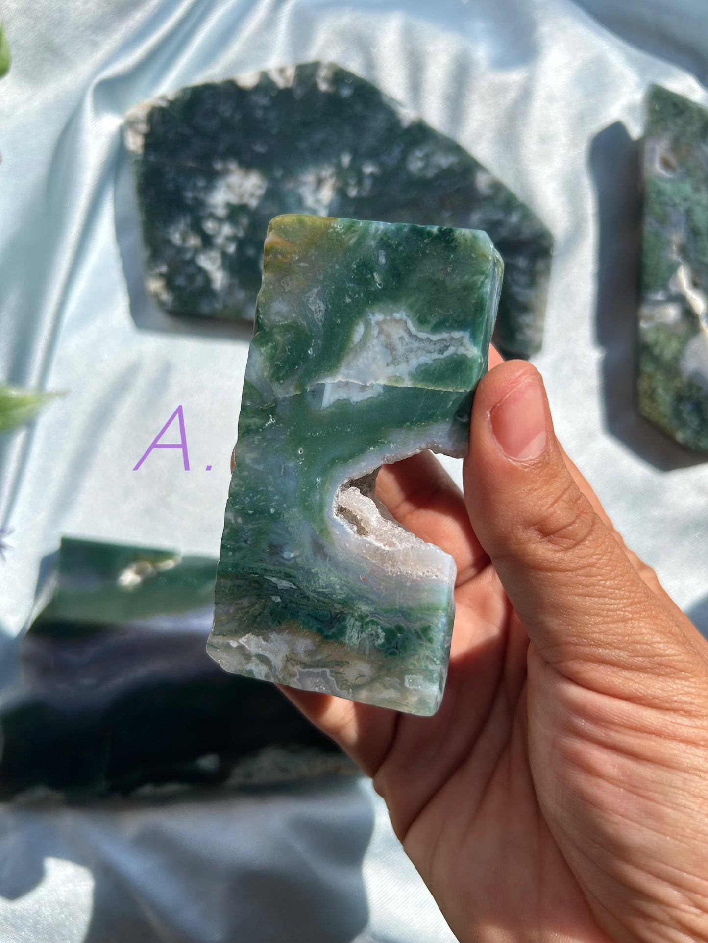 MOSS AGATE STANDING SLABS