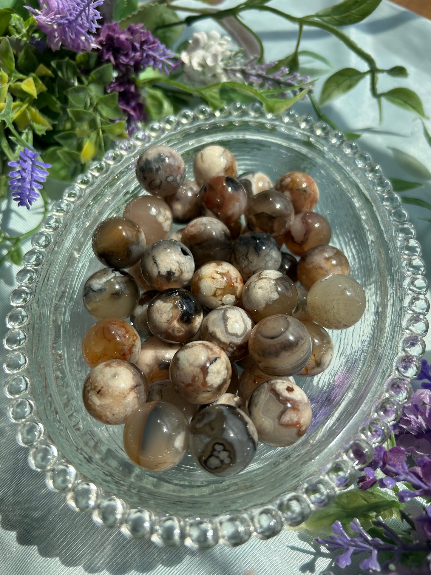 FLOWER AGATE MINI SPHERES