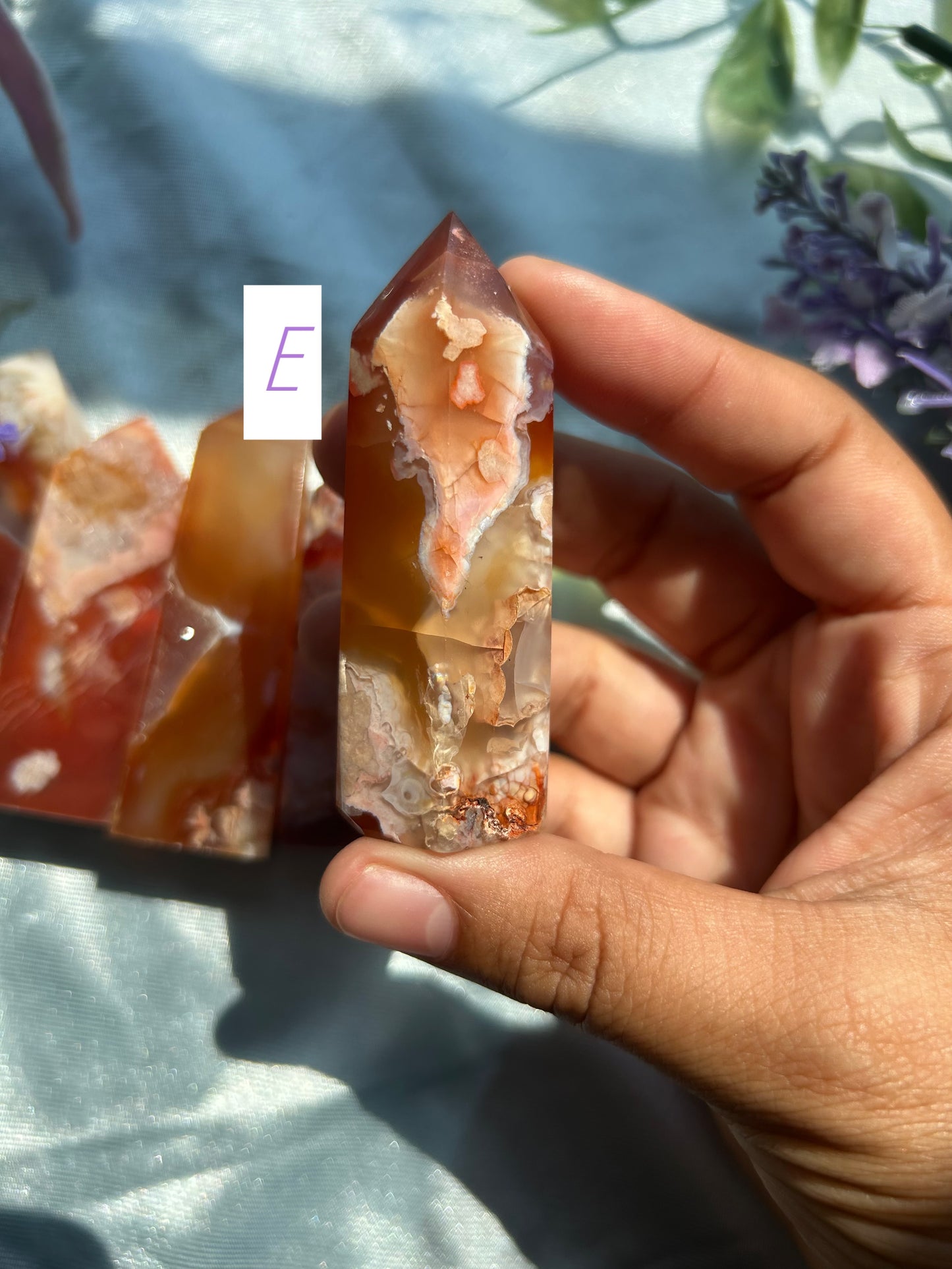 CARNELIAN X FLOWER AGATE TOWERS