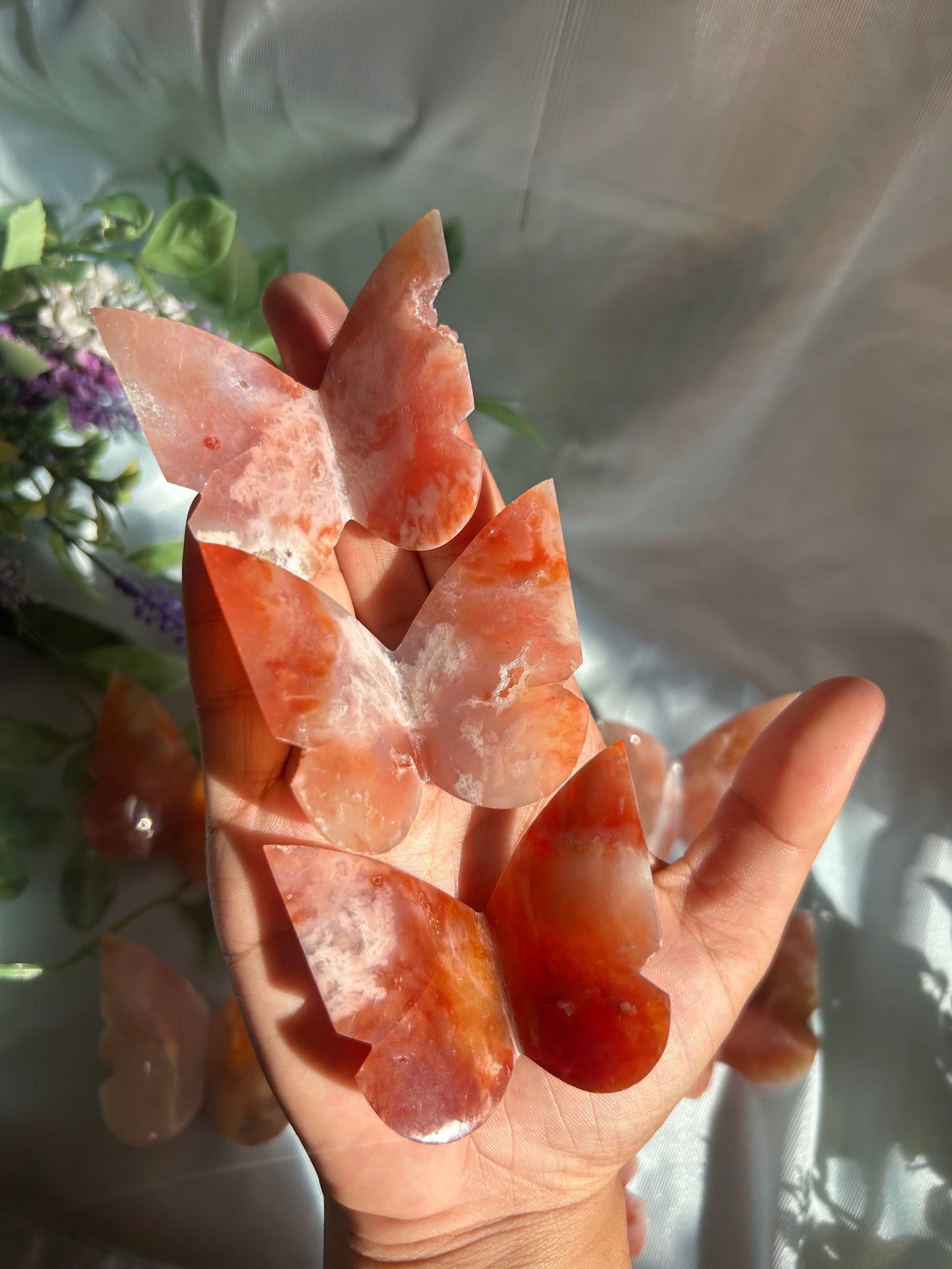 PINK CARNELIAN DRUZY BUTTERFLIES