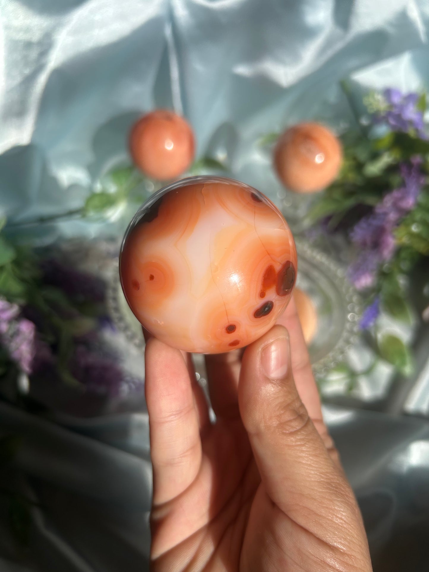 PEACHY CARNELIAN SPHERES