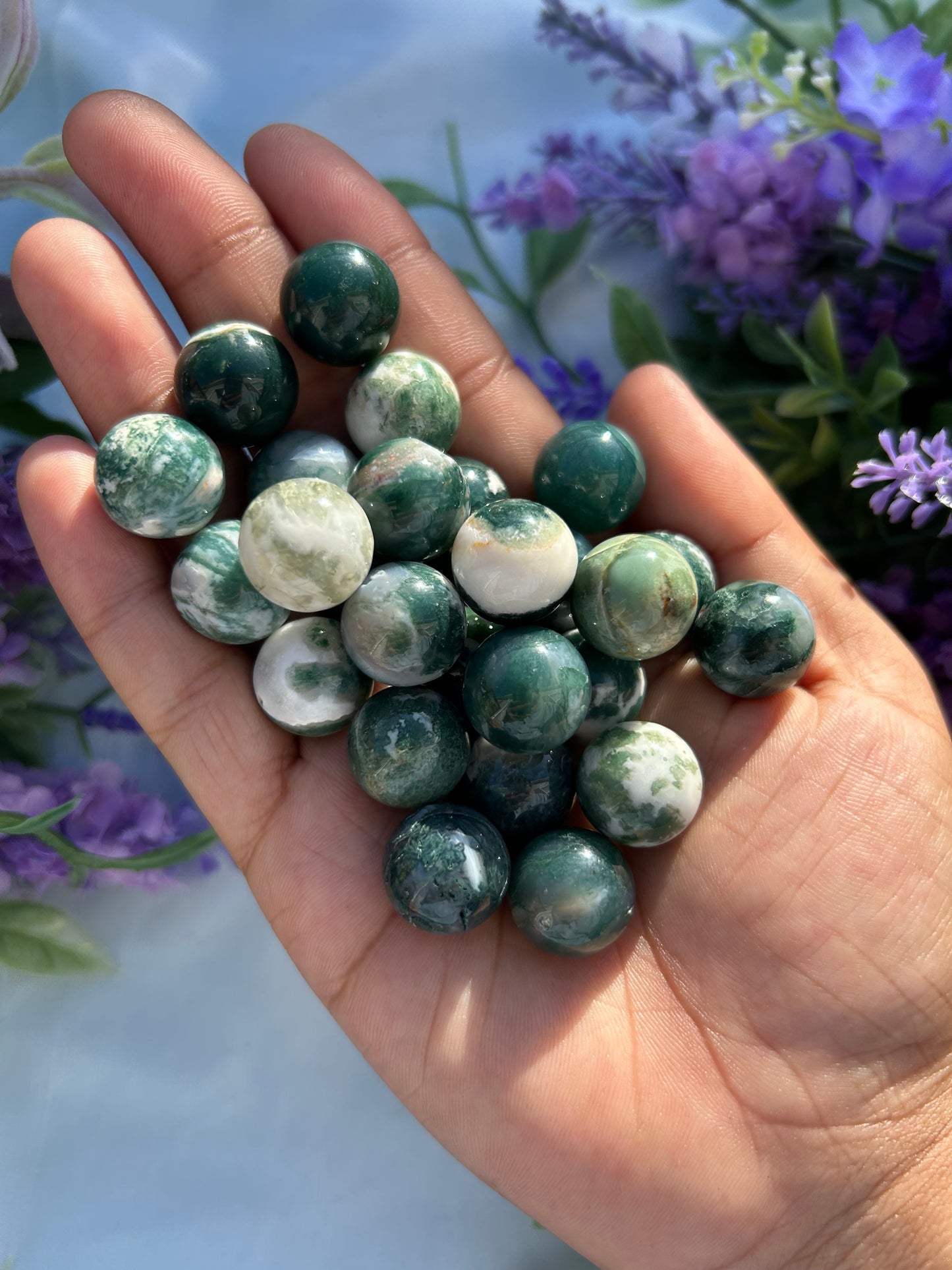 MOSS AGATE MINI SPHERES