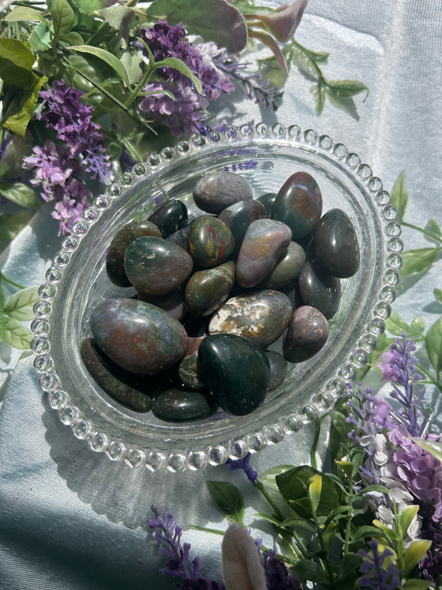OCEAN JASPER X MOSS AGATE TUMBLES