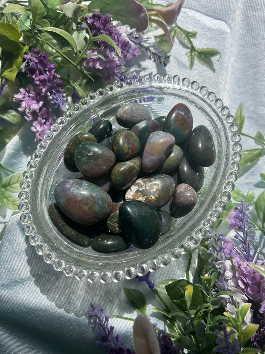 OCEAN JASPER X MOSS AGATE TUMBLES