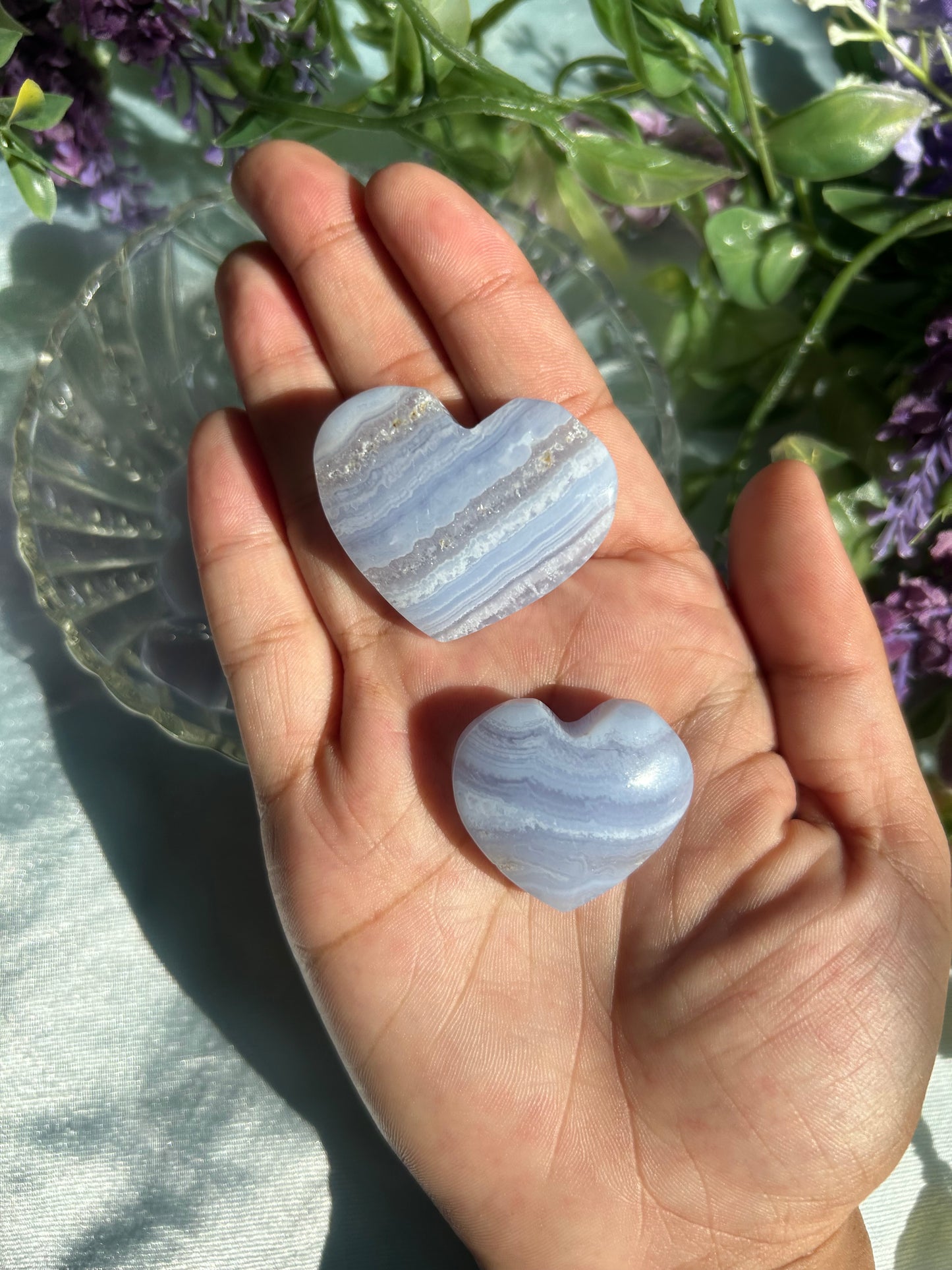 BLUE LACE AGATE HEARTS