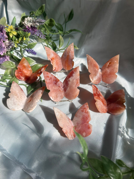 PINK CARNELIAN DRUZY BUTTERFLIES