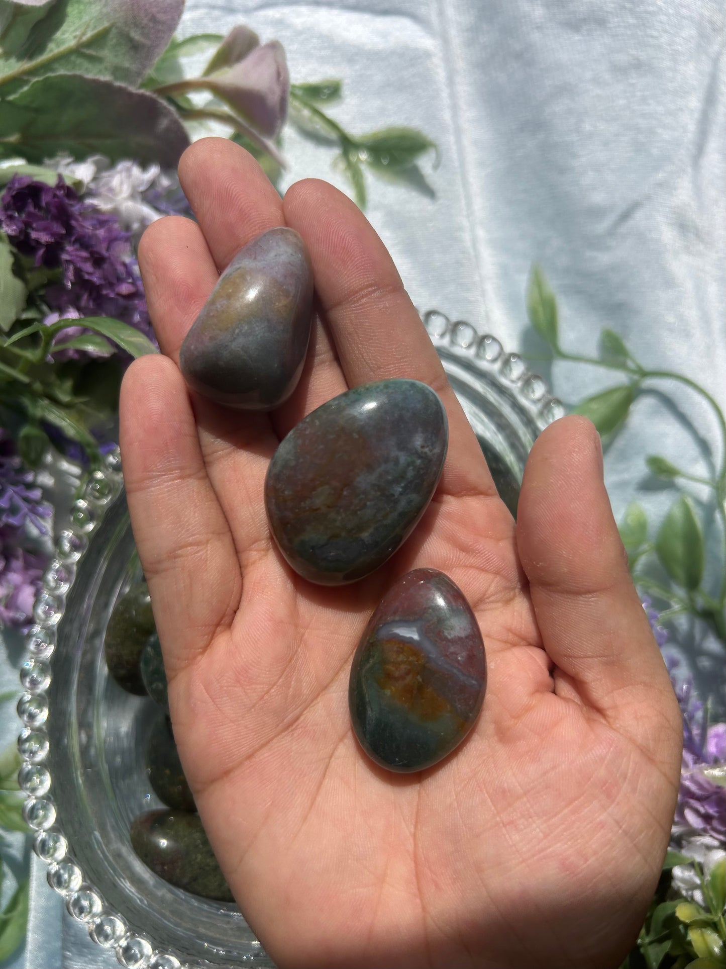 OCEAN JASPER X MOSS AGATE TUMBLES
