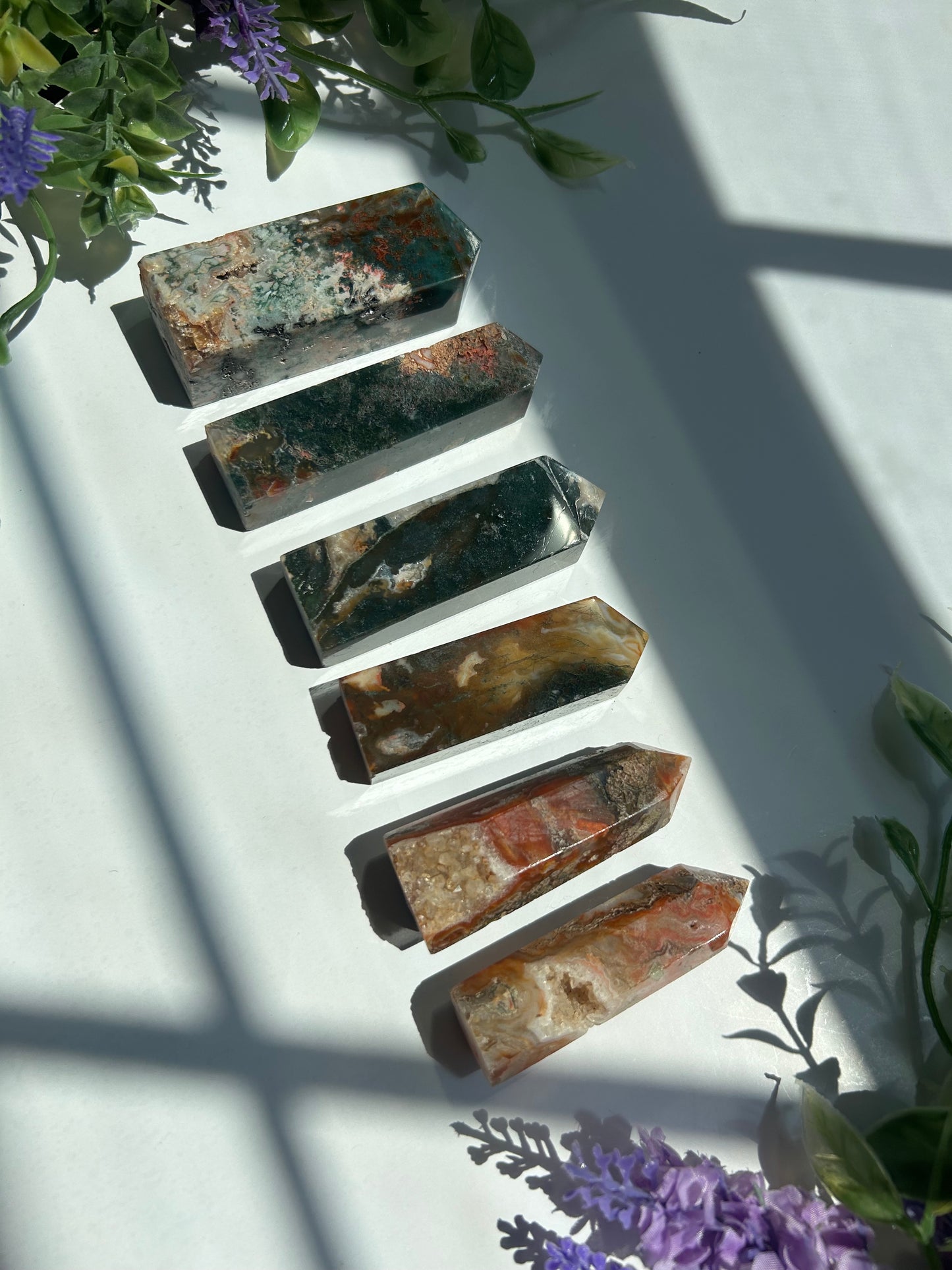 CARNELIAN X MOSS AGATE TOWERS