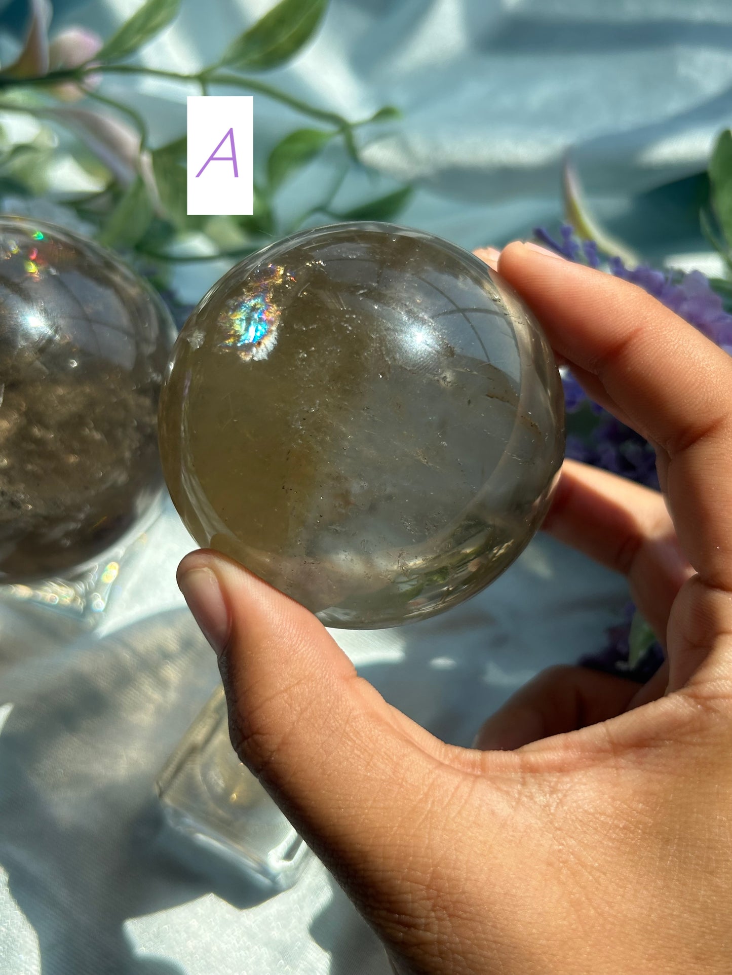 SMOKY QUARTZ SPHERES WITH NATURAL CITRINE