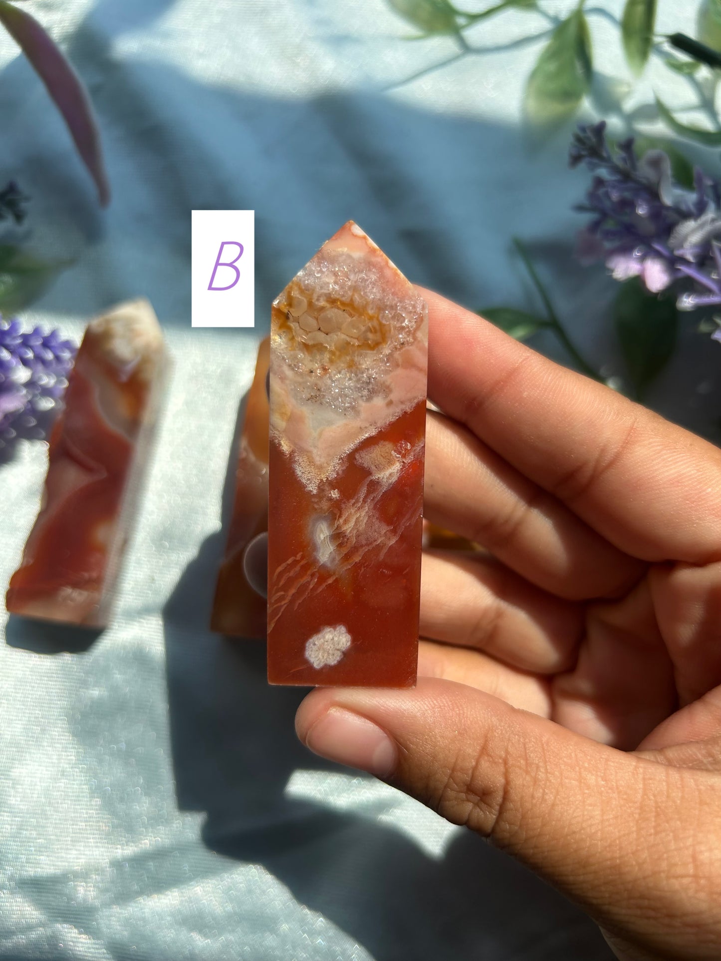 CARNELIAN X FLOWER AGATE TOWERS