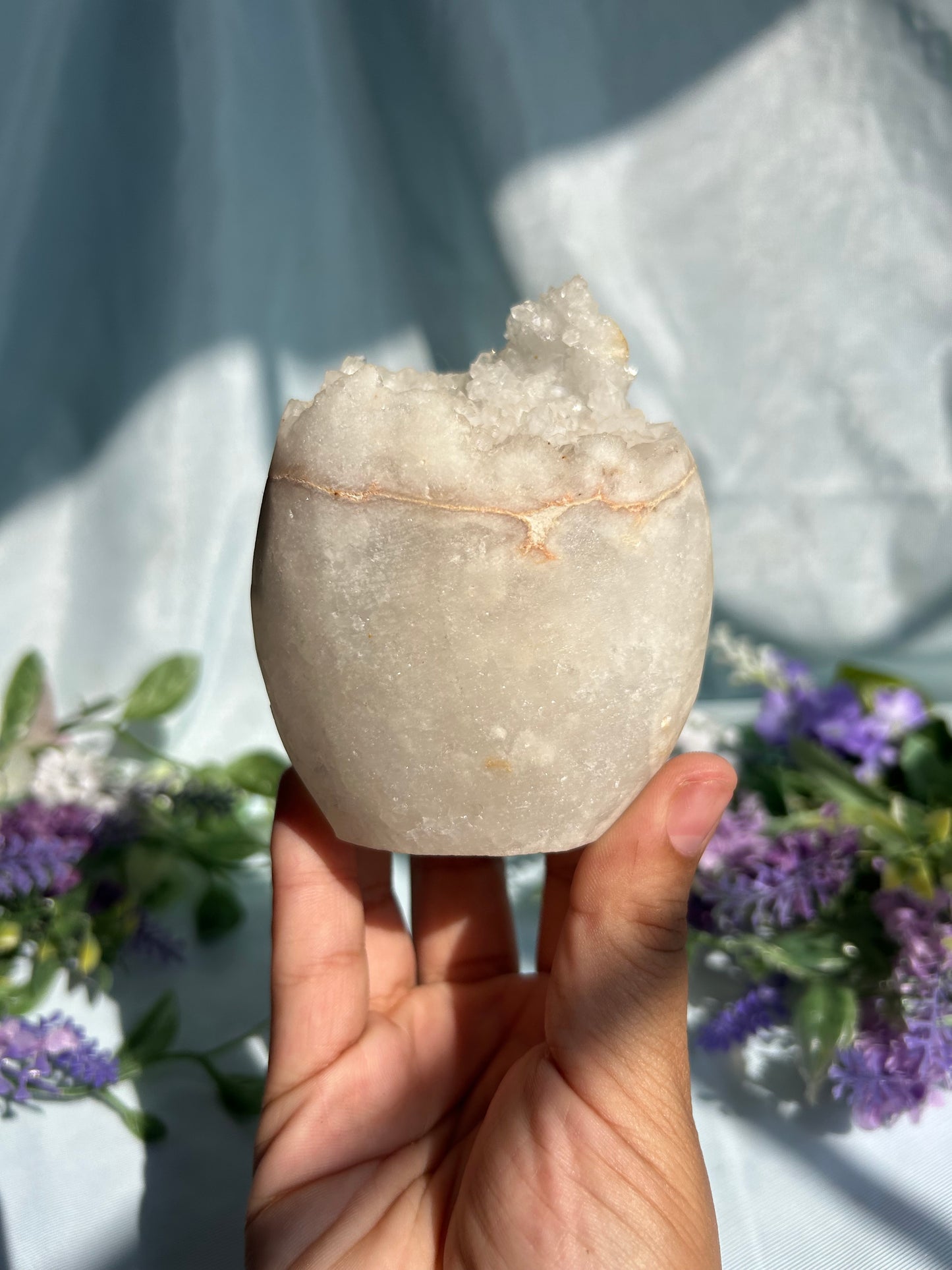 WHITE CALCITE HOLLOWED CLUSTER
