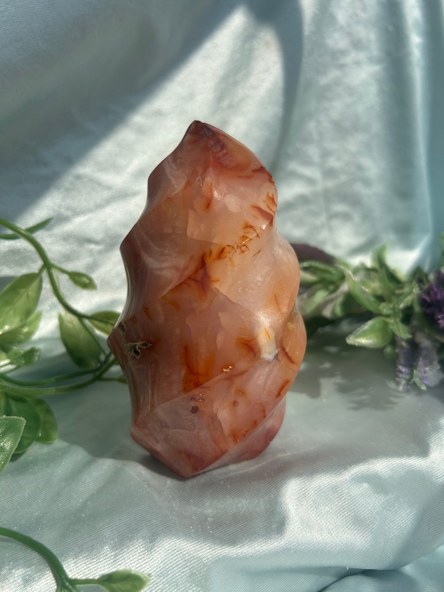 PINK CARNELIAN FLAME + MINI EGG PAIR