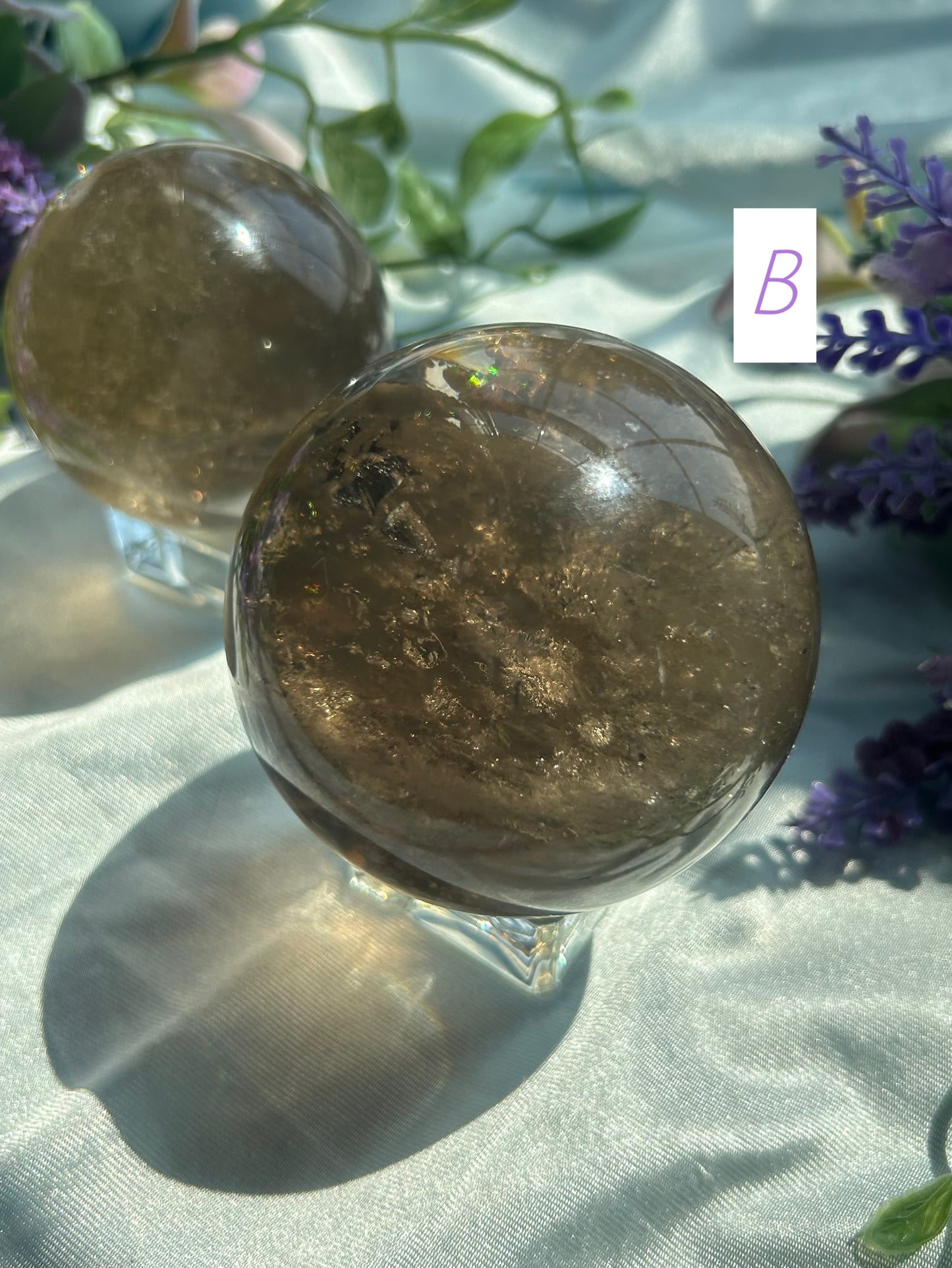 SMOKY QUARTZ SPHERES WITH NATURAL CITRINE
