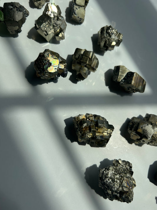 RAW IRIDESCENT PYRITE SPECIMENS (Mexico)
