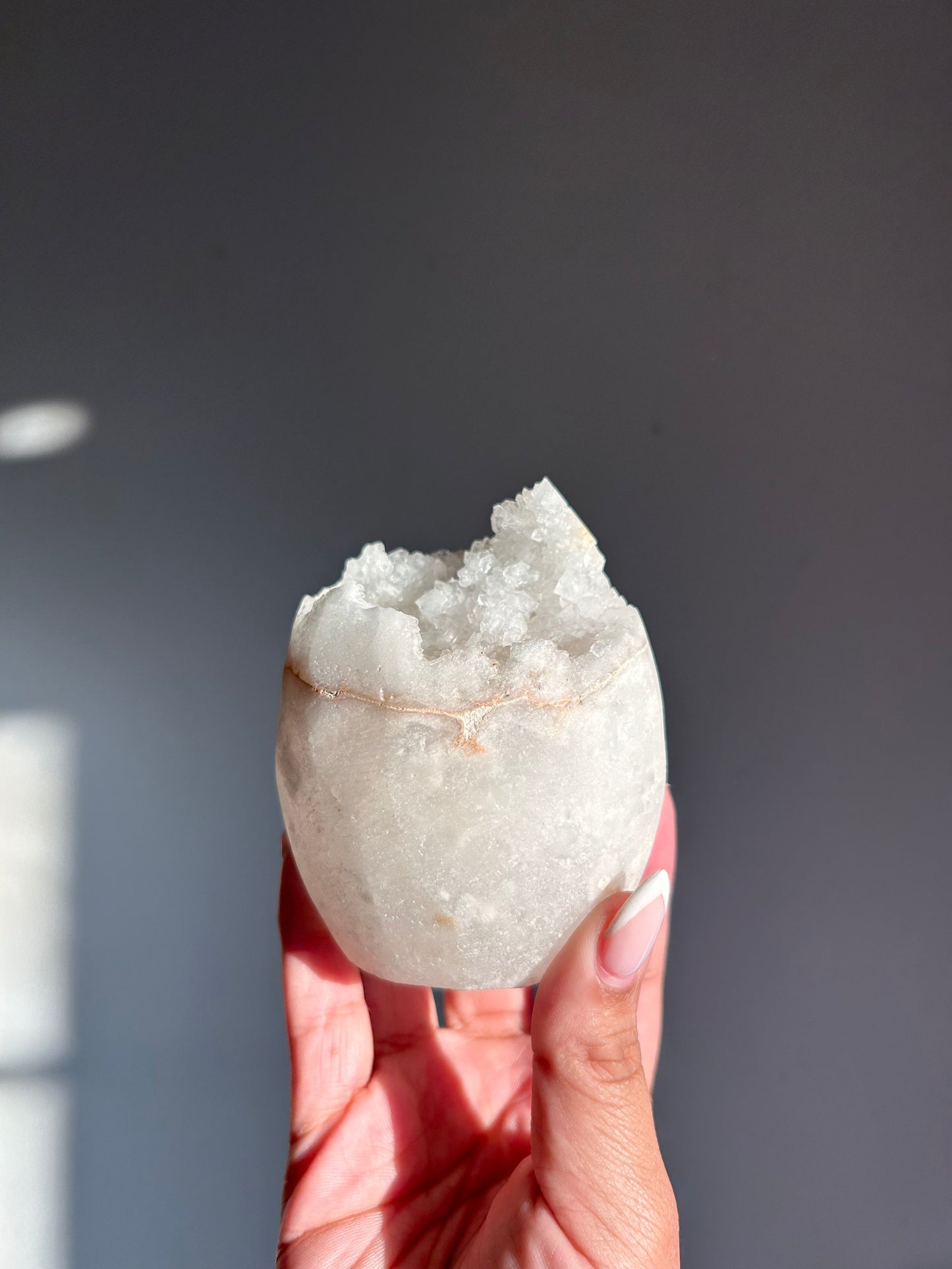 WHITE CALCITE HOLLOWED CLUSTER