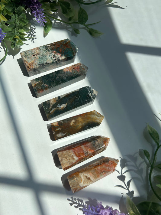CARNELIAN X MOSS AGATE TOWERS