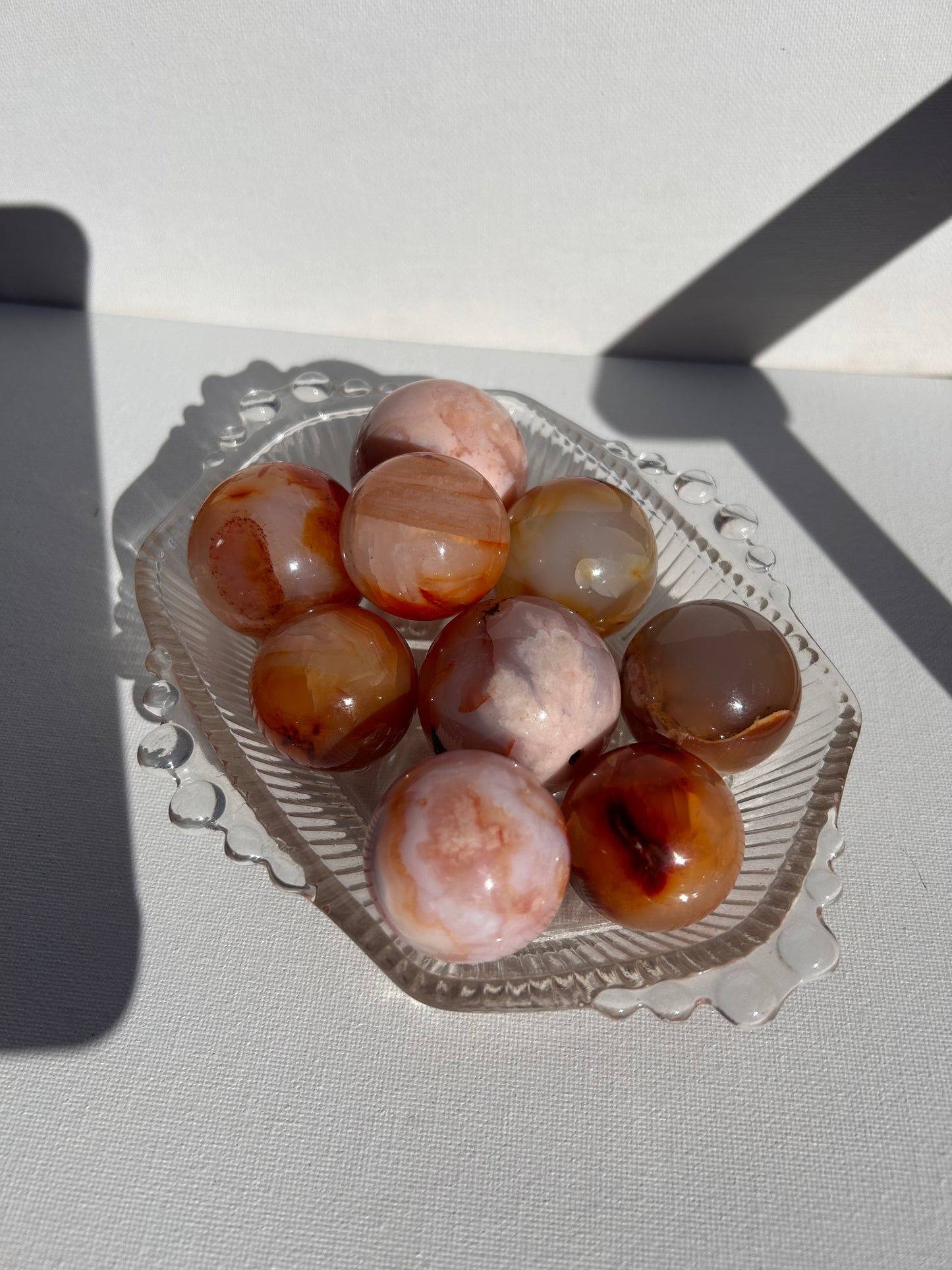 CARNELIAN x FLOWER AGATE SPHERES