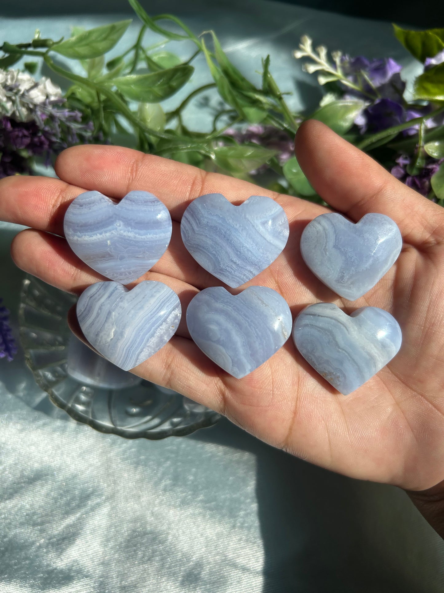BLUE LACE AGATE HEARTS