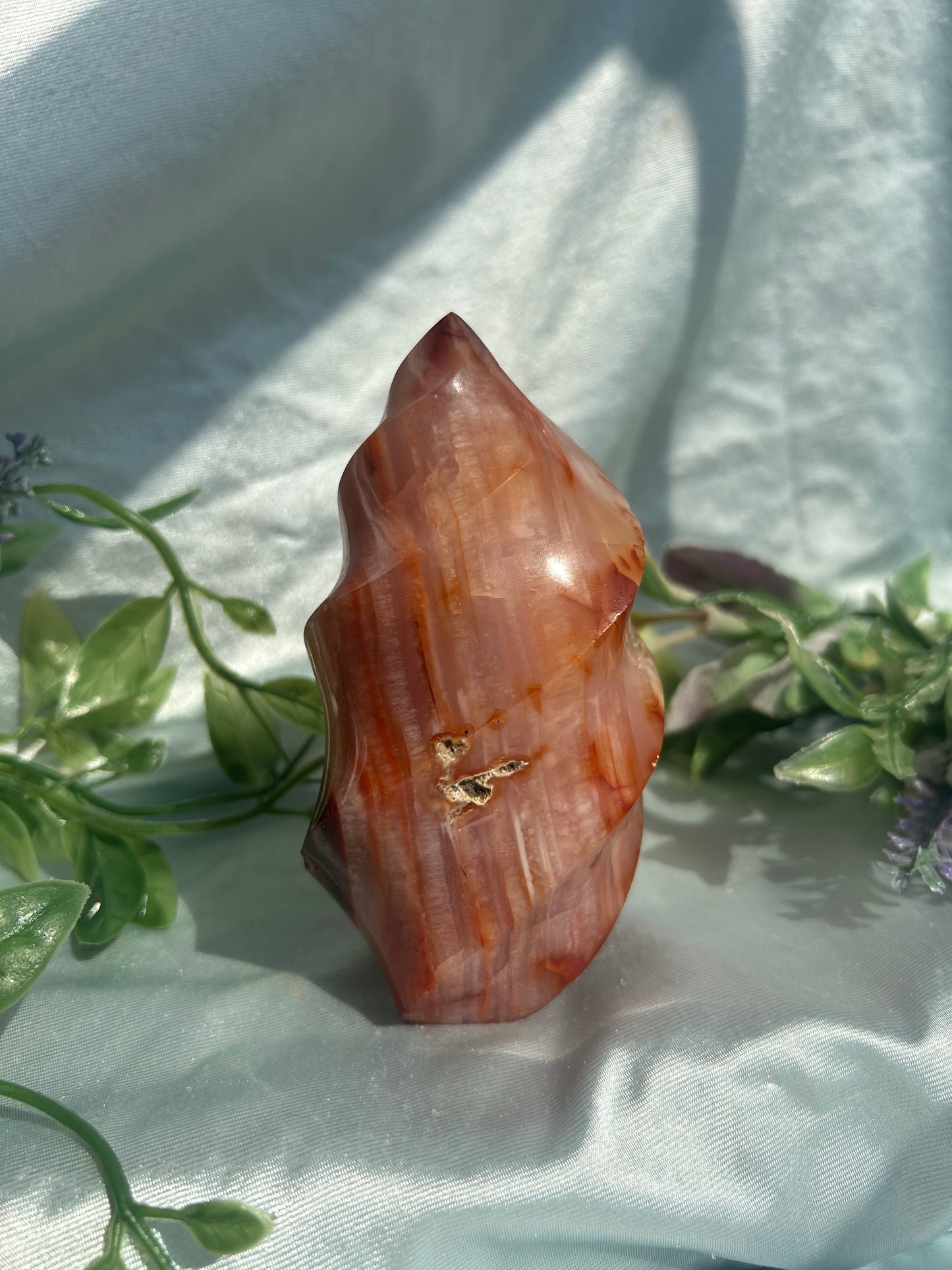 PINK CARNELIAN FLAME + MINI EGG PAIR